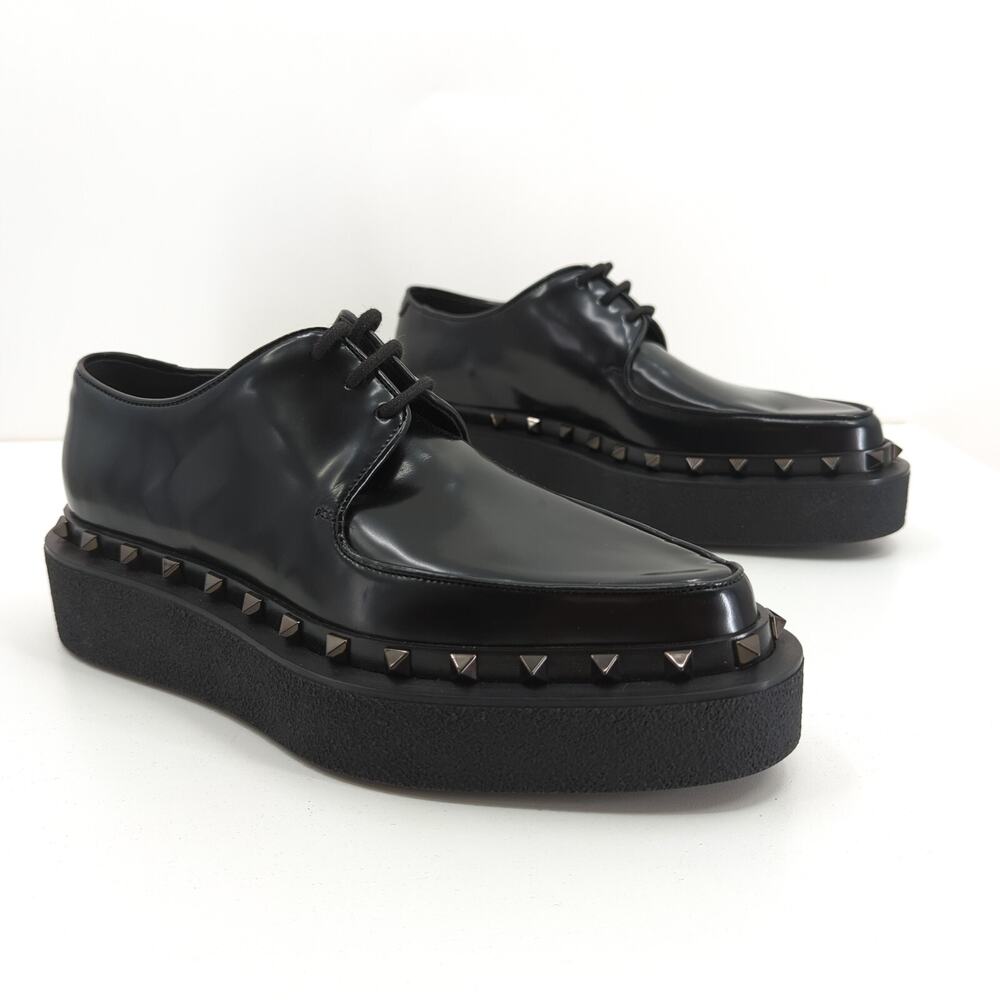 Valentino Garavani Women EU 37 US 7 Rockstud M-Way Derby Loafers Black Platform